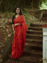 Load image into Gallery viewer, Exquisite Red Gadhwal Chex Saree with Arca Work and Lucknowi Work Blouse ClothsVilla