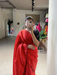 Load image into Gallery viewer, Exquisite Red Gadhwal Chex Saree with Arca Work and Lucknowi Work Blouse ClothsVilla