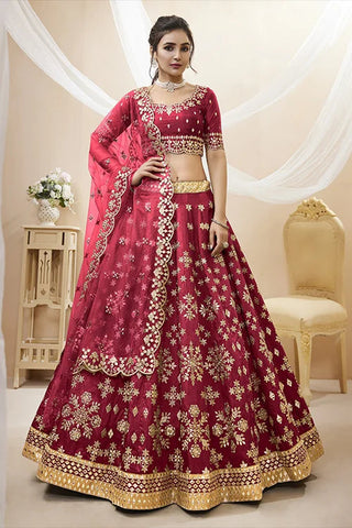 Red Color Heavy Luxary Zari Embroidered Lehenga Choli with Dupatta Set Clothsvilla