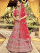 Load image into Gallery viewer, Red Embroidered Silk Semi Stitched Lehenga ClothsVilla