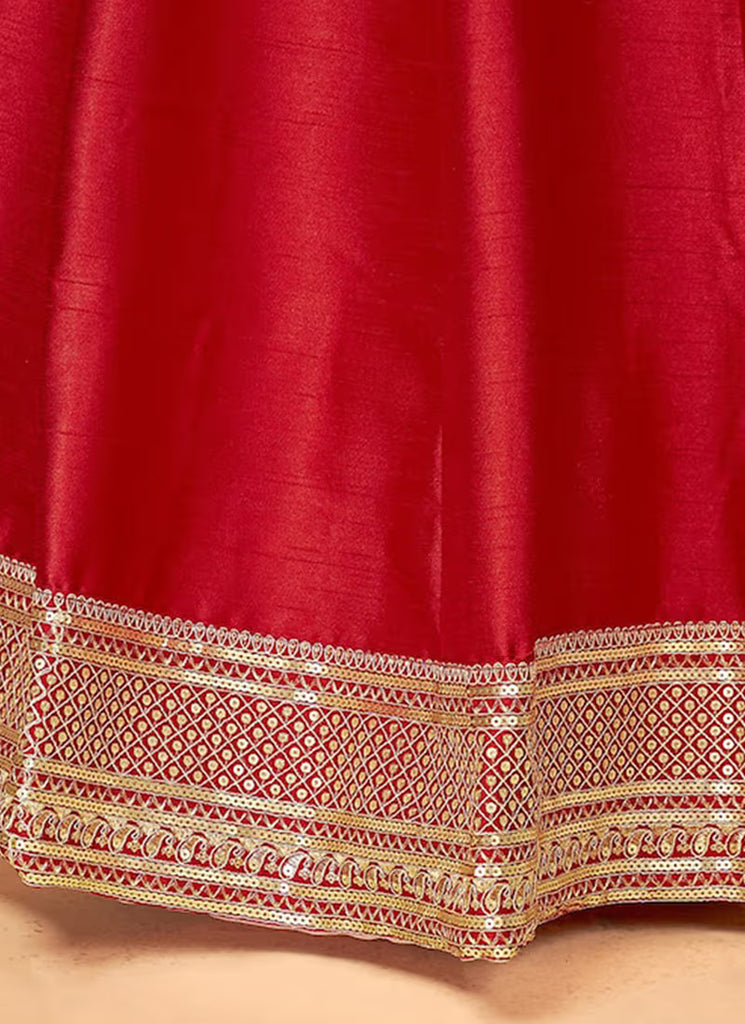 Red Heavy Embroidered Lehenga Choli ClothsVilla