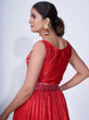 Load image into Gallery viewer, Red Mirror Work Multi Embroidery Chiffon Palazzo Suit Clothsvilla