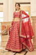 Load image into Gallery viewer, Red Thread With Sequins Embroidery Work Lehenga Choli With Dupatta Clothsvilla