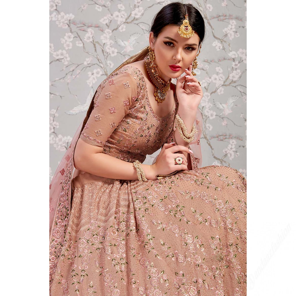 Rose Embroidered Georgette Semi Stitched Lehenga Clothsvilla