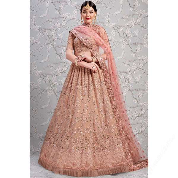 Rose Embroidered Georgette Semi Stitched Lehenga Clothsvilla