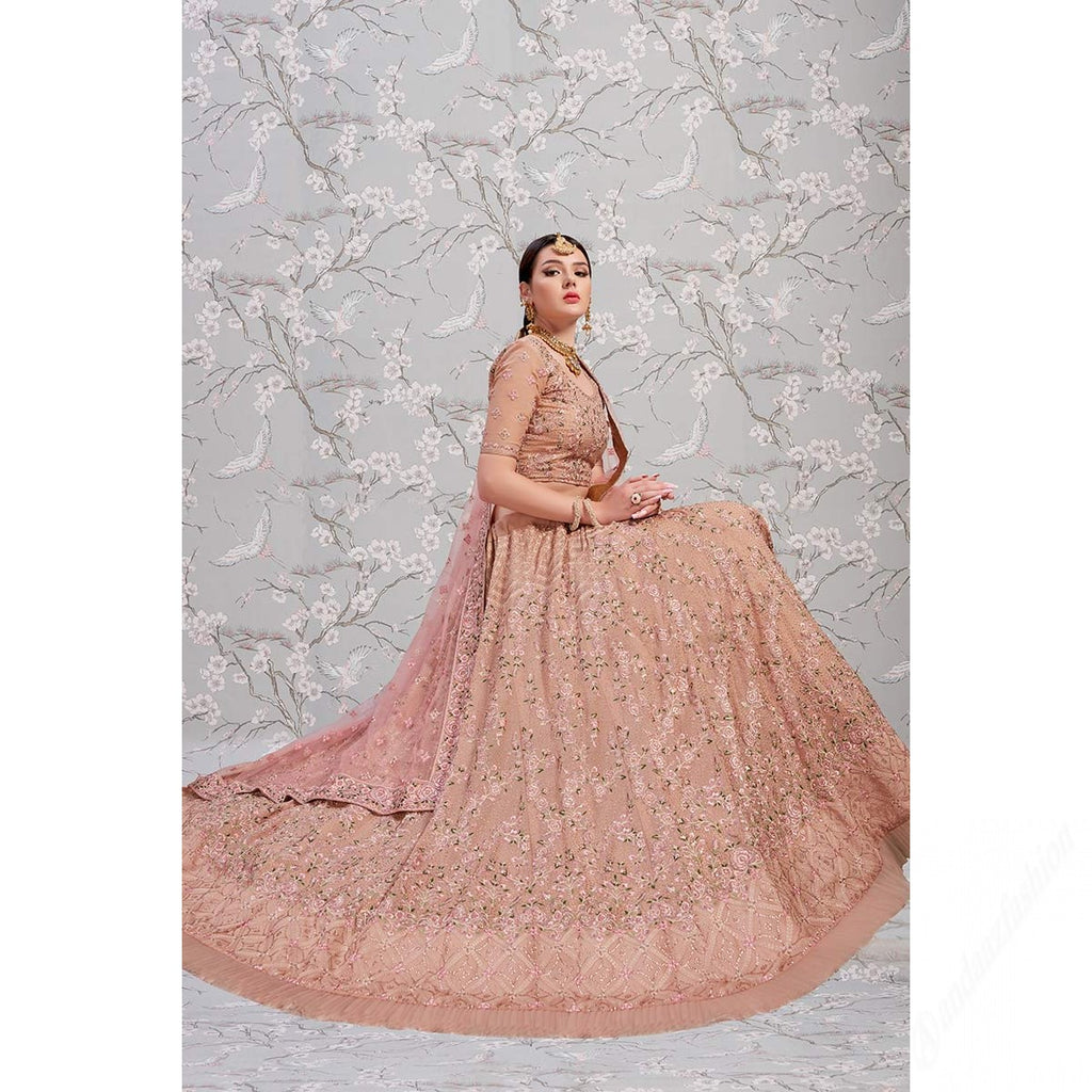 Rose Embroidered Georgette Semi Stitched Lehenga Clothsvilla