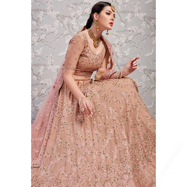 Rose Embroidered Georgette Semi Stitched Lehenga Clothsvilla