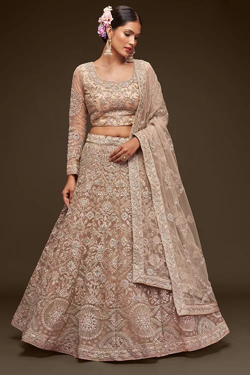 Royal Beige Marriage Lehenga Choli with Dupatta Clothsvilla