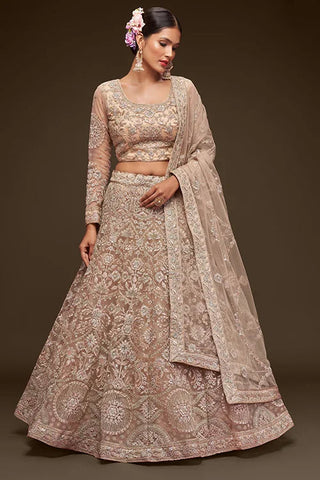 Royal Beige Marriage Lehenga Choli with Dupatta Clothsvilla