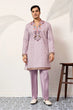 Load image into Gallery viewer, Royal Look Lavender V Neck Kurta Pant for Mens Wear Clothsvilla