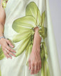 Load image into Gallery viewer, Mint Bloom Designer Freehand Floral Print Saree in Georgette Satin – Ready to Wear Elegance FREEHANDED