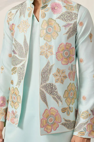 Luxury Wedding & Carnival Wear Pista Green Koti Kurta for Men Clothsvilla