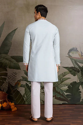 Elegant Look Indian Festive Sky Blue Kurta for Men Clothsvilla