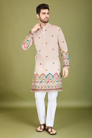 Designer Ivory Viscose Silk Men's Kurta Online Clothsvilla