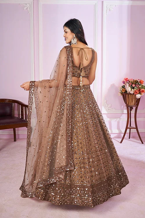 Brown Designer Embroidered Lehenga Choli Clothsvilla
