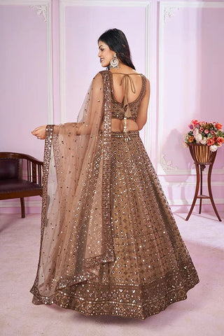 Brown Designer Embroidered Lehenga Choli Clothsvilla