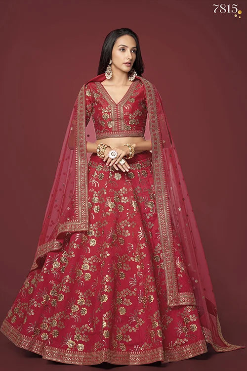 Shop Red Embroidered Lehengas Online For Women Clothsvilla