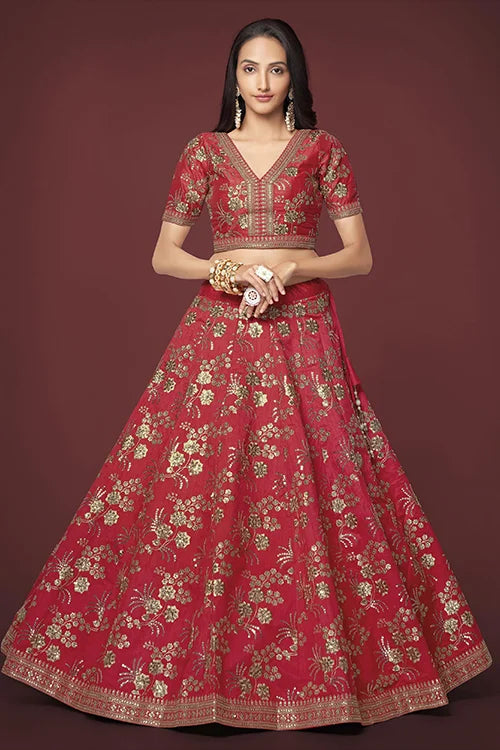Shop Red Embroidered Lehengas Online For Women Clothsvilla