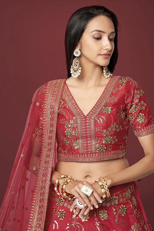 Shop Red Embroidered Lehengas Online For Women Clothsvilla