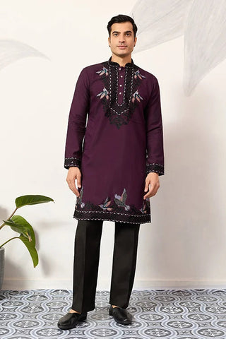 Purple Wedding Special Kurta with Dupatta for Mens Wear Clothsvilla