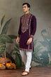 Load image into Gallery viewer, Engagement Special Purple Viscose Silk Outfit Kurta for Men Clothsvilla