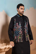 Load image into Gallery viewer, Magic Black Wedding Look Koti Kurta Set for Mens Wear Clothsvilla