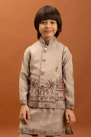 Designer Beige Koti Kurta Set for Kids 6-12 Year Clothsvilla