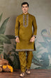 Load image into Gallery viewer, Golden Olive Open Koti Style Kurta Pajama Set for Men Clothsvilla