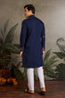 Load image into Gallery viewer, Wedding Special Navy Blue Embroidered Mens Kurta Set Clothsvilla