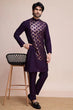 Load image into Gallery viewer, Traditional Purple Silk Kurta with Thread Work Clothsvilla