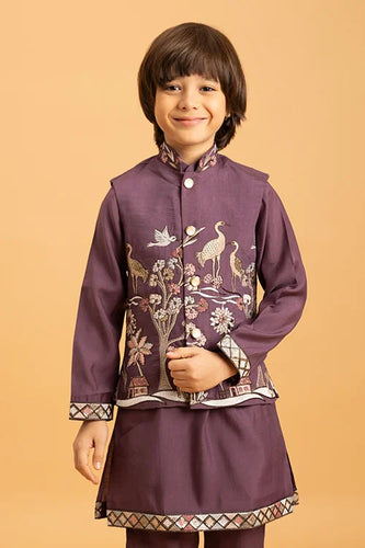 Graceful Purple Koti Kurta Set for Kids Wear Clothsvilla
