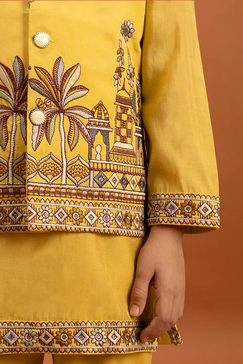 Designer Yellow Koti Kurta Set for Kids Wear Clothsvilla