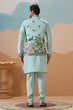 Load image into Gallery viewer, Stylish Sky Color Mens Koti Kurta Set Collection Clothsvilla