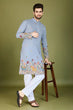 Load image into Gallery viewer, Sky Color Thread with Embroidered Cotton Gents Kurta Clothsvilla