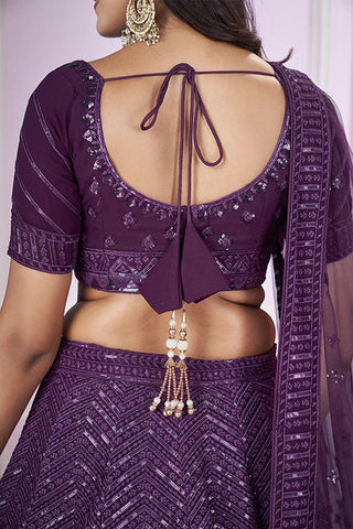 Stunning Purple Georgette Lehenga Choli with Dupatta Clothsvilla