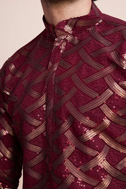 Stylish Maroon Silk Kurta for Special Occasions Clothsvilla