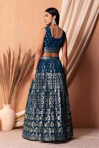 Blue Bollywood Lehenga Choli with Sequins & Embroidery Clothsvilla