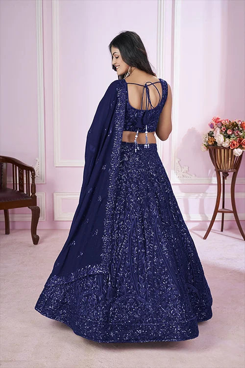 Stylish Blue Lehenga Choli with Georgette Blouse & Dupatta Clothsvilla