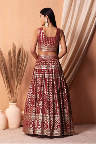 Maroon Georgette Lehenga Choli with Sequins Work Clothsvilla
