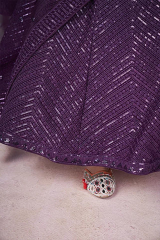 Stunning Purple Georgette Lehenga Choli with Dupatta Clothsvilla
