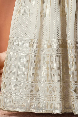 White Bollywood Georgette Lehenga Choli with Sequins Clothsvilla