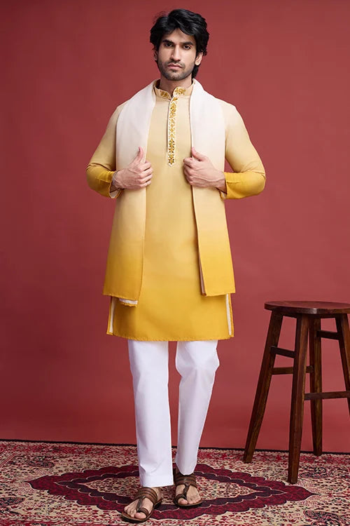Stylish Designer Men’s Kurta Set with Real Mirror Work Clothsvilla