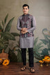Load image into Gallery viewer, Designer and Stylish Grey Men's Kurta Koti Set for Men Clothsvilla