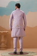 Load image into Gallery viewer, Trendy Lavender Wedding Celebration Beige Kurta Koti Pant Mens Clothsvilla