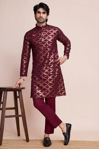 Stylish Maroon Silk Kurta for Special Occasions Clothsvilla