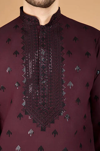 Maroon Designer Kurta for Men - Festive & Wedding Clothsvilla