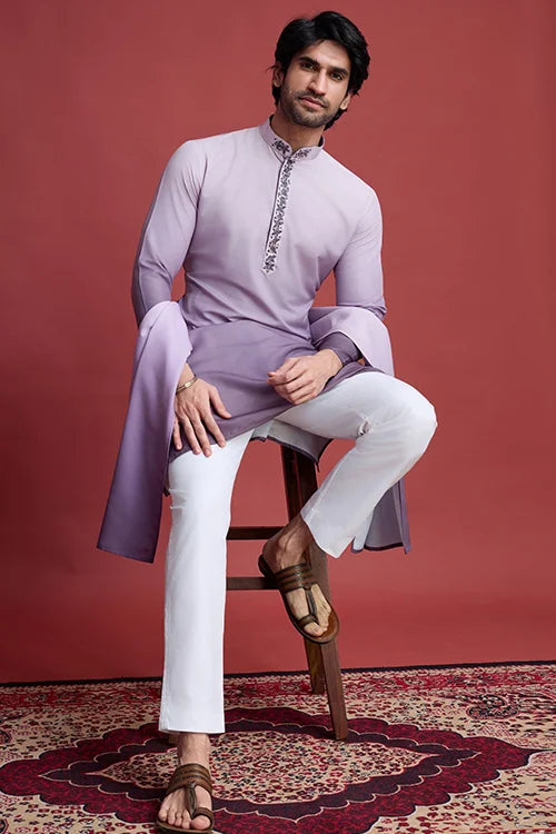 Stylish Mirror Work Rayon Men's Kurta Set Online Clothsvilla