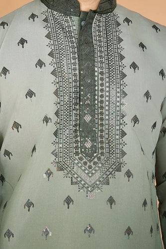 Designer Men's Ombre Green Kurta in Viscose Silk Clothsvilla