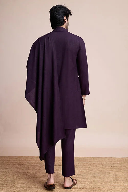 Purple Viscose Designer Kurta with Pant & Dupatta Clothsvilla