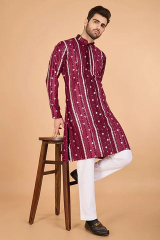 Stylish Wedding Wear Heavy Embroidered Mens Kurta Clothsvilla